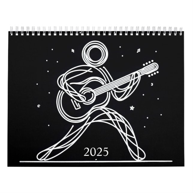 Minimalist Stick Figures Playing Guitar 2025 Calendar (Cover)