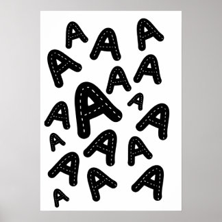 Minimalist Stitched Monogram A - Geometric Pattern Poster