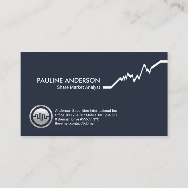 Minimalist Stock Market Graph Financial Market Business Card (Front)