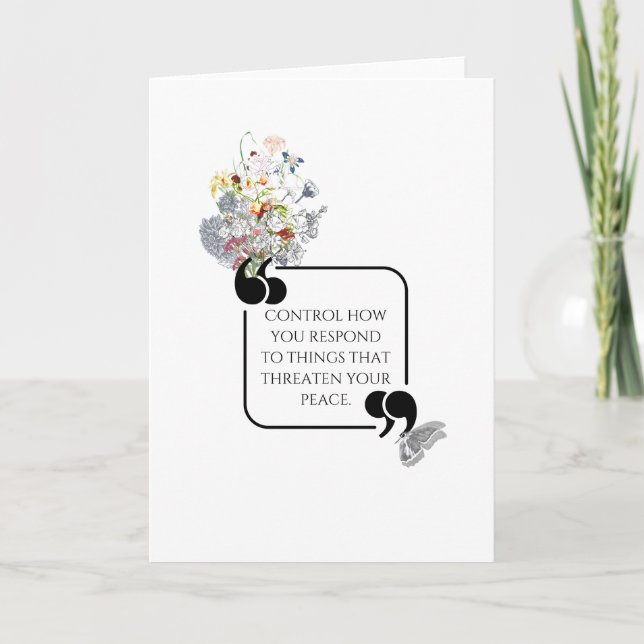 Minimalist Stoic Inner PEACE Illustrated quote Card (Front)