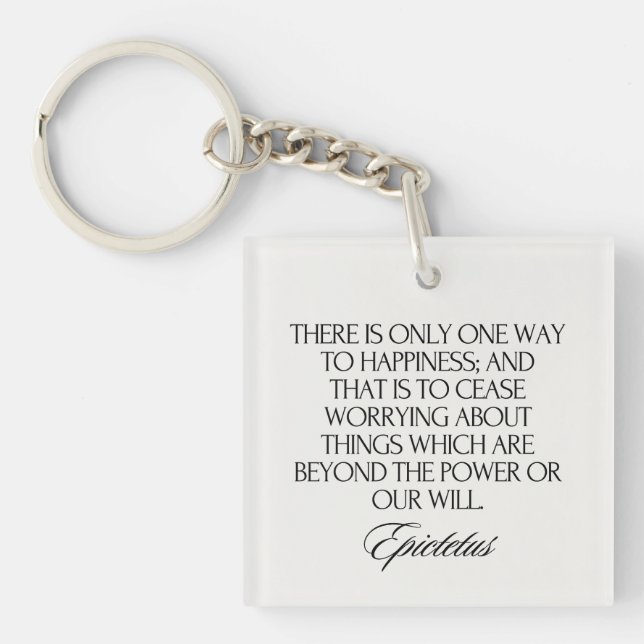 Minimalist Stoic Wisdom Elegant Chic Epictetus Key Ring (Front)