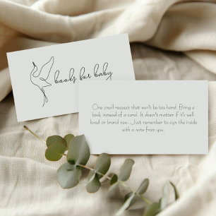 Minimalist Stork Baby Shower Books for Baby Enclosure Card