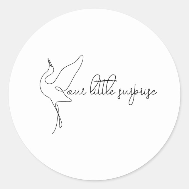 Minimalist Stork Neutral Baby Shower Classic Round Sticker (Front)