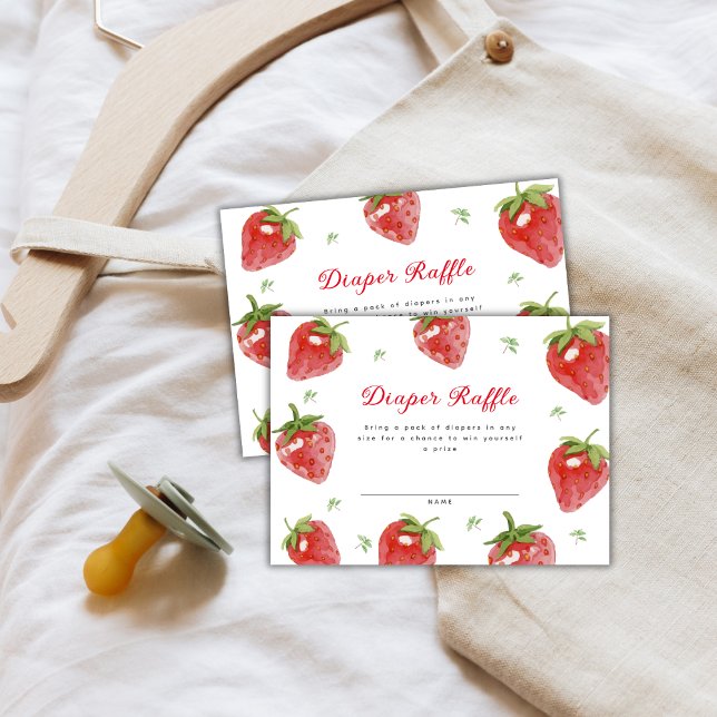 Minimalist Strawberry Diaper Raffle Baby Shower Enclosure Card (Minimalist Strawberry Diaper Raffle Baby Shower Enclosure Card)