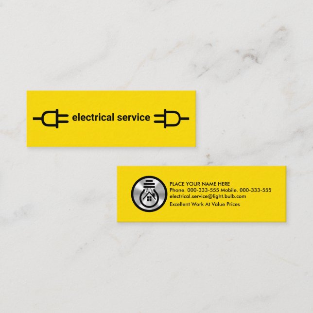 Minimalist Striking Yellow Plug Mini Business Card (Front/Back)