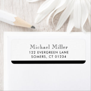 Minimalist Stripe Black/White Personalised Address Return Address Label