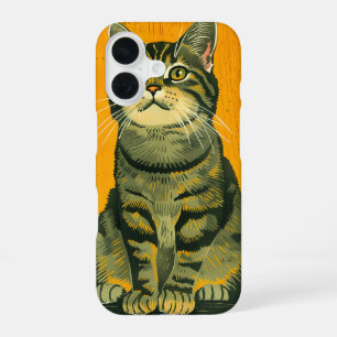 Minimalist Striped Grey Tabby iPhone 16 Case