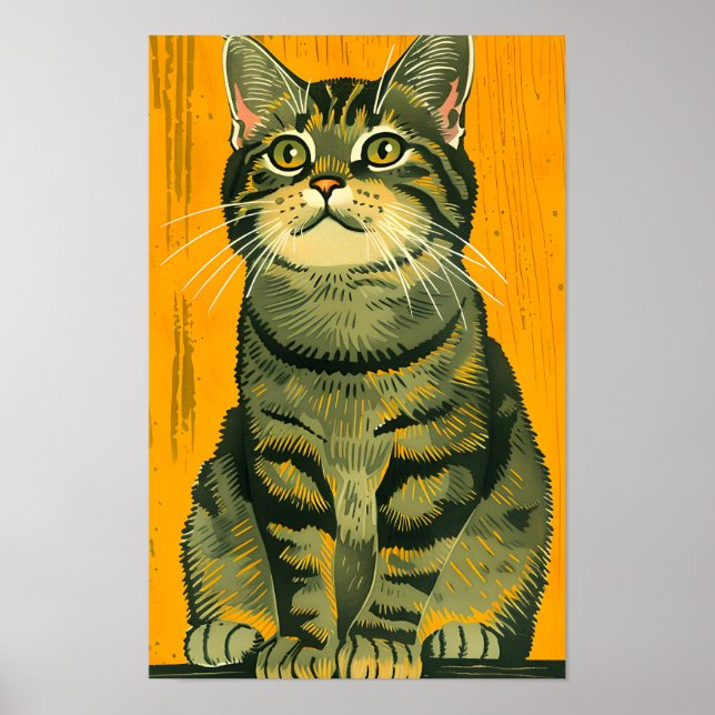 Minimalist Striped Grey Tabby  Poster (Front)