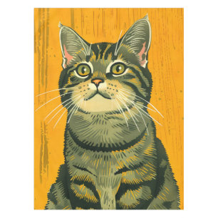 Minimalist Striped Grey Tabby  Tablecloth