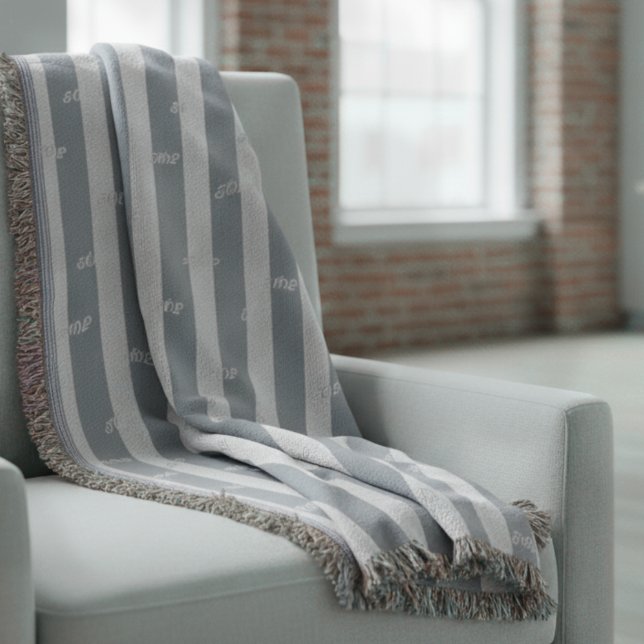 Minimalist Striped Modern Jacquard Custom Initial  Throw Blanket (Elevate your space with this custom, luxury jacquard throw blanket!)
