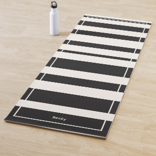 Minimalist stripes of black and white yoga mat