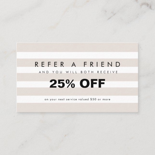 Minimalist Stripes Refer a Friend Card (Back)