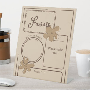 Minimalist Style Flower Notes Baby Shower Favors Pedestal Sign