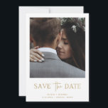 Minimalist Style Gold | One Photo Save The Date<br><div class="desc">This simple and elegant faux gold and white wedding save the date card features your personal photo on the front,  with a mix of modern handwritten script and bold serif text. There is room for additional information on the back,  including your wedding website.</div>