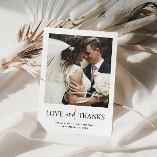 Minimalist Style One Photo Wedding Thank You Card
