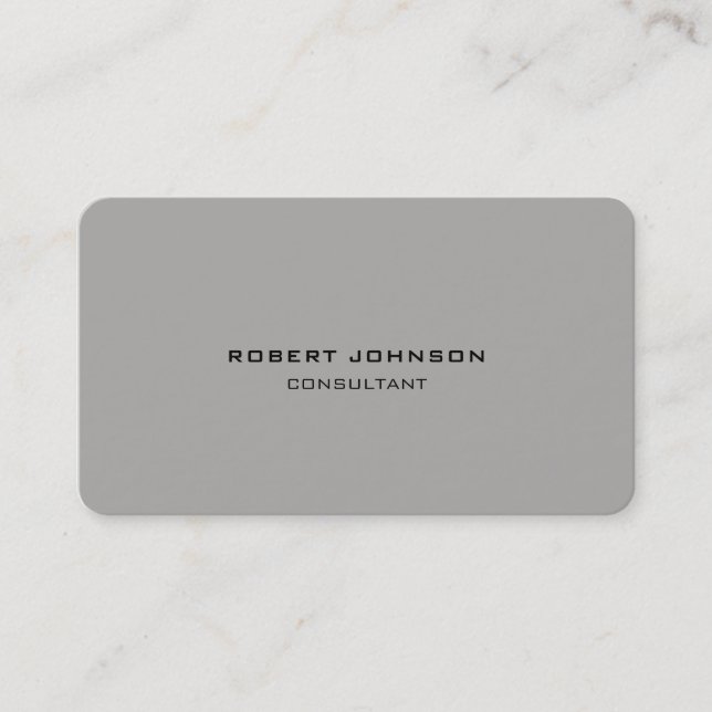 Minimalist Style Plain Modern Grey Professional Business Card (Front)