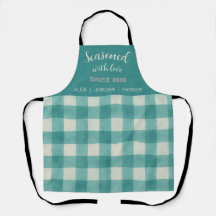 Minimalist Style Teal Gingham Apron