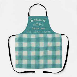 Minimalist Style Teal Gingham Apron