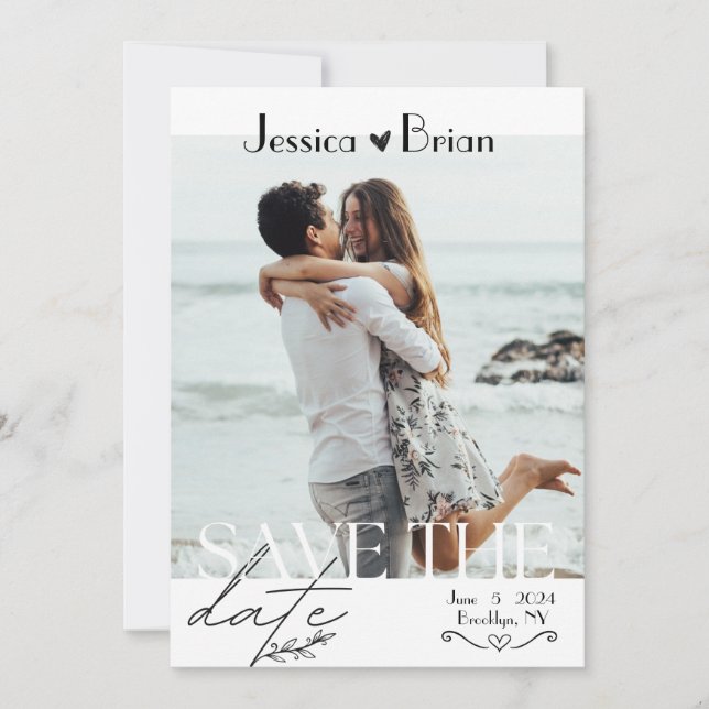 Minimalist Style Wedding | One Photo Save The Date (Front)