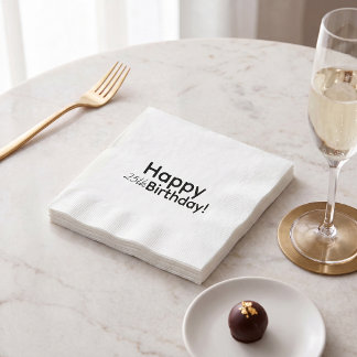 Minimalist stylish black and white  birthday party napkin