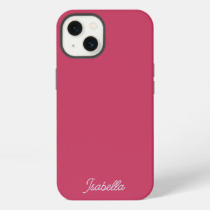 Minimalist Stylish Dark Pink Purple Simple Name iPhone 13 Case