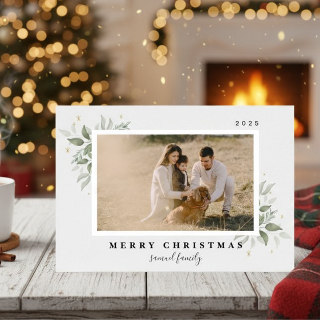 Minimalist Stylish Family Photo Christmas Holiday Card (Creator Uploaded)