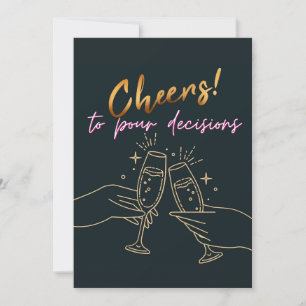 Minimalist Stylish Gold Cheers to Pour Decisions Holiday Card