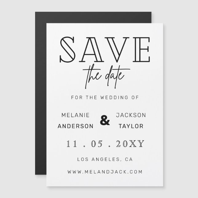Minimalist Stylish Handwritten Save the Date Magnetic Invitation (Front/Back)