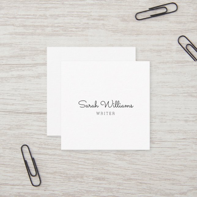 Minimalist Stylish Handwritten Script Square Square Business Card (Front/Back In Situ)