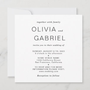 Minimalist stylish. Modern black white Wedding Invitation