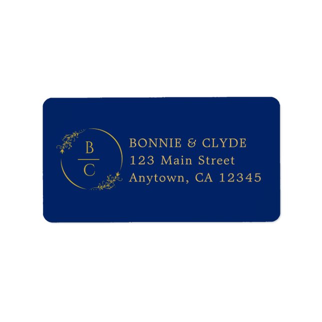 Minimalist Stylish Navy Mailing Label Design (Front)
