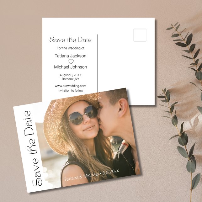 minimalist stylish photo chic save the date  announcement postcard (Creator Uploaded)