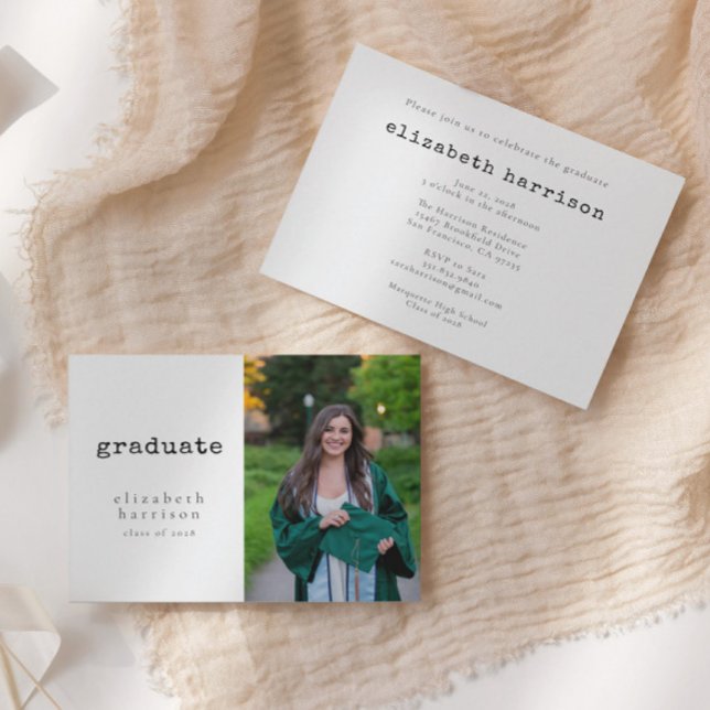 Minimalist Stylish Photo Graduation Party Invitation (Creator Uploaded)
