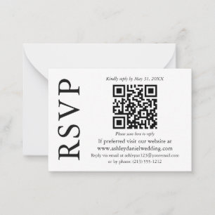 Minimalist Stylish QR Wedding RSVP Enclosure Card