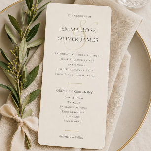 Minimalist Stylish Wedding Monogram Program