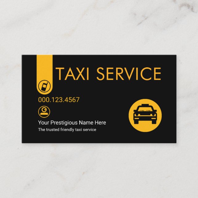 Minimalist Stylish Yellow Taxi Tab Business Card (Front)