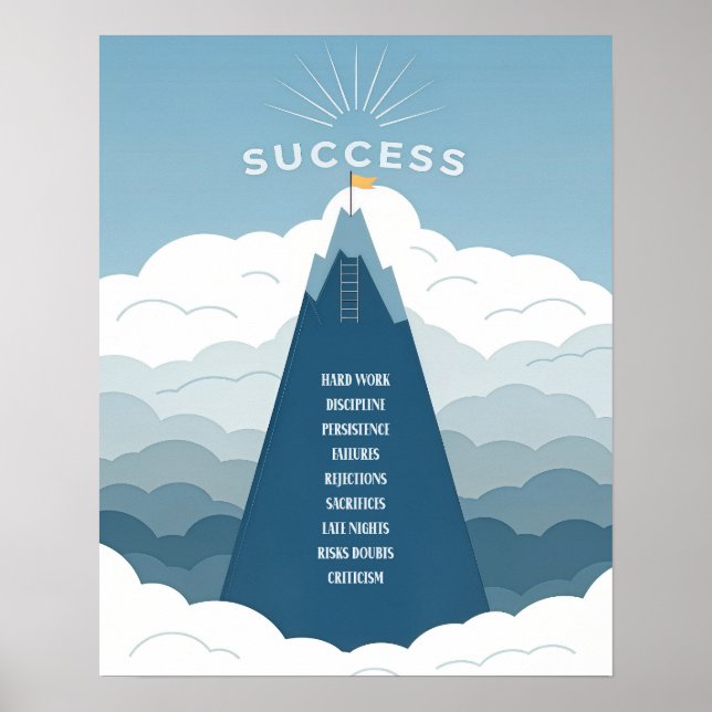 Minimalist Success Mountain Motivational Poster (Front)