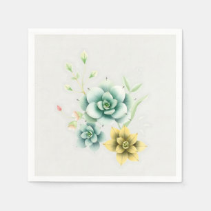Minimalist Succulent Watercolor Style Napkin