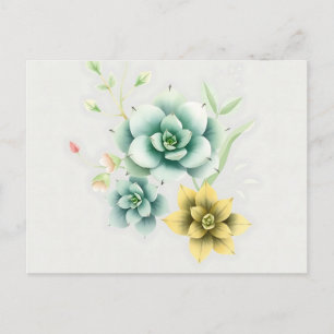 Minimalist Succulent Watercolor Style Postcard