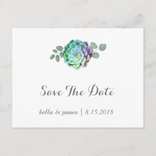 Minimalist Succulents Save The Date Postcards