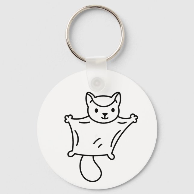 Minimalist Sugar Glider Line Art Key Ring (Front)