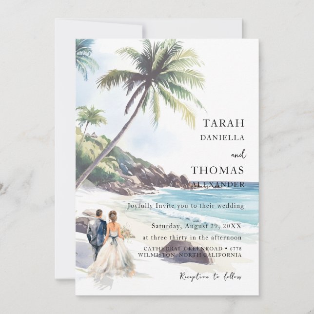 Minimalist Summer Beach  Destination Wedding Invitation (Front)
