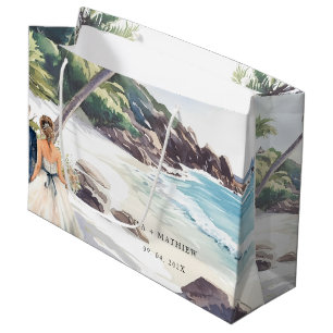 Minimalist Summer Beach Destination Wedding Large Gift Bag