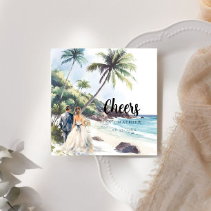 Minimalist Summer Beach Destination Wedding Napkin