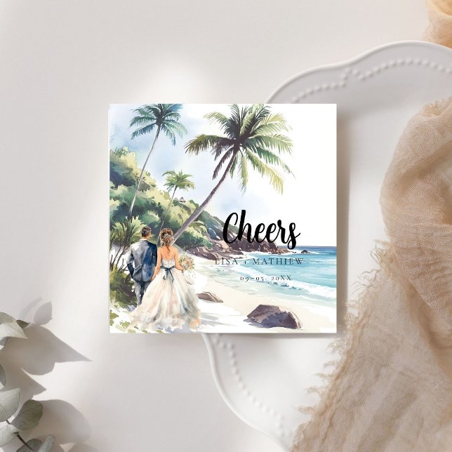 Minimalist Summer Beach Destination Wedding Napkin (Creator Uploaded)