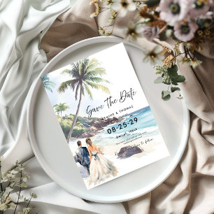 Minimalist Summer Beach  Destination Wedding  Save The Date