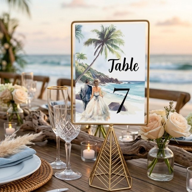 Minimalist Summer Beach Destination  Wedding Table Number (Creator Uploaded)