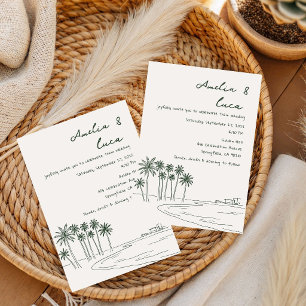 Minimalist Summer Romantic Palm wedding Invitation