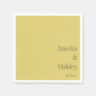 Minimalist Summer Yellow Elegant Wedding Custom Napkin