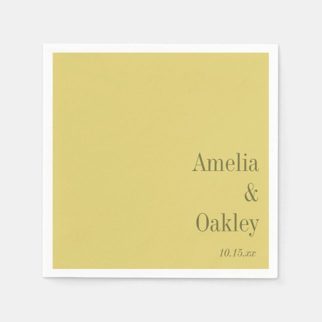 Minimalist Summer Yellow Elegant Wedding Custom Napkin (Front)